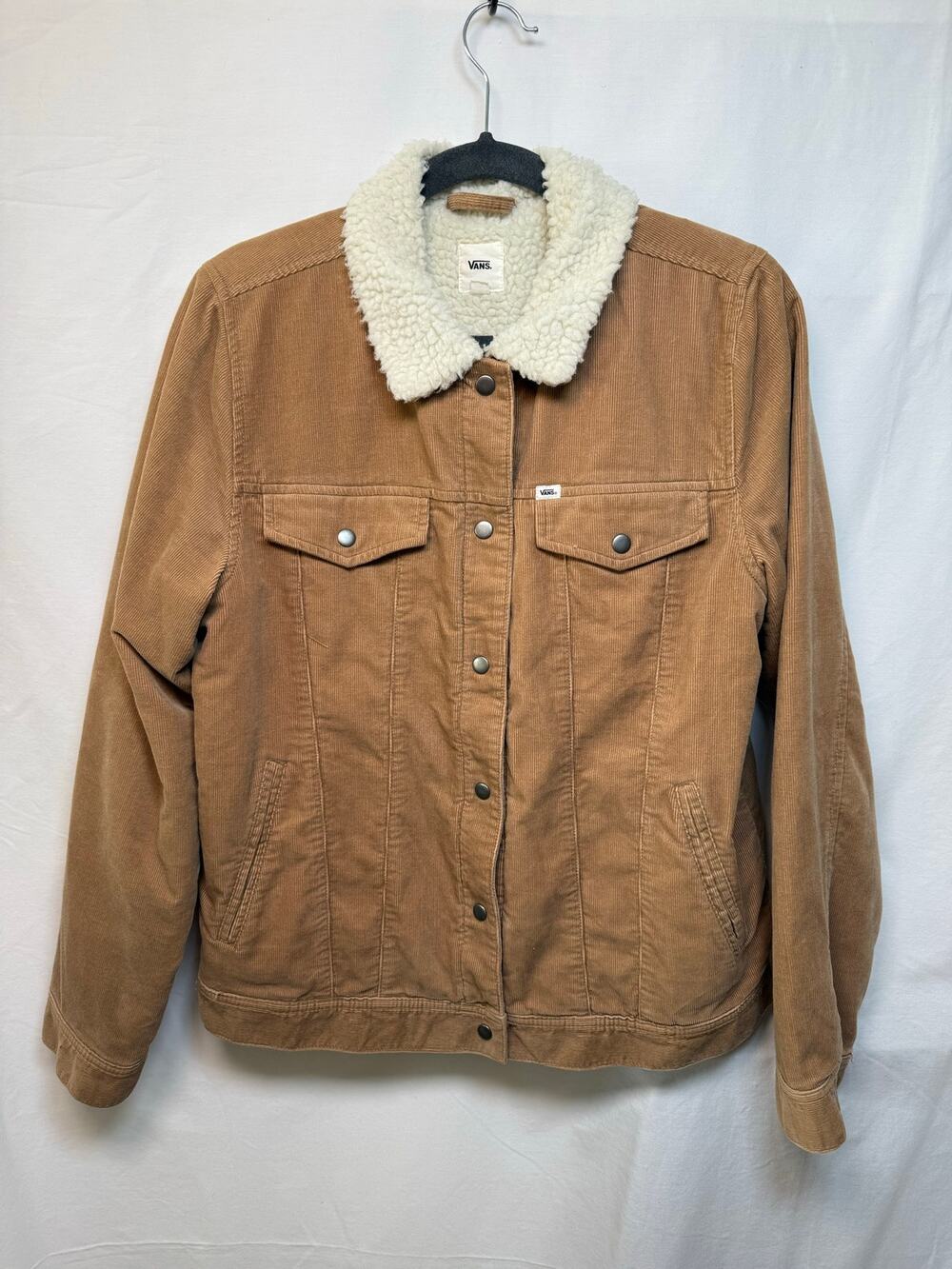 Vans Corduroy Sherpa Lined Trucker Jacket, Khaki Brown, Size Large